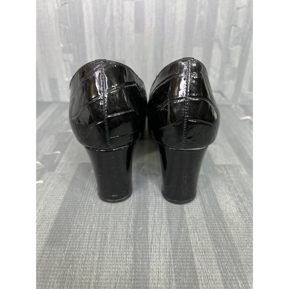 Kate Spade Patent Leather Shoes Black 8.5 Womens Round Toe Textured - Picture 7 of 10